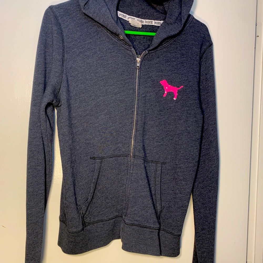 Pink full zip hoodie with sequins